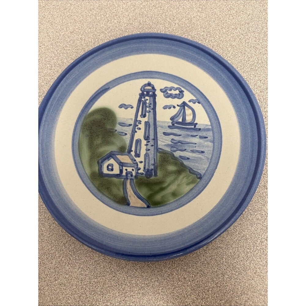 MA Hadley Stoneware RARE Vintage Lighthouse 7 5/8” Salad, Dessert Plate